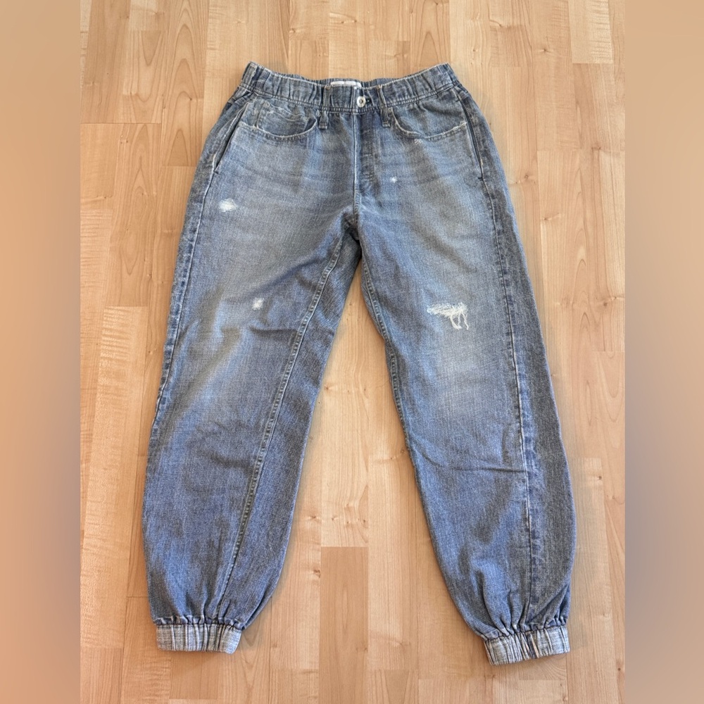 rag & bone Miramar Mid-Rise Denim-Knit Jogger Pants - Light wash SZ S